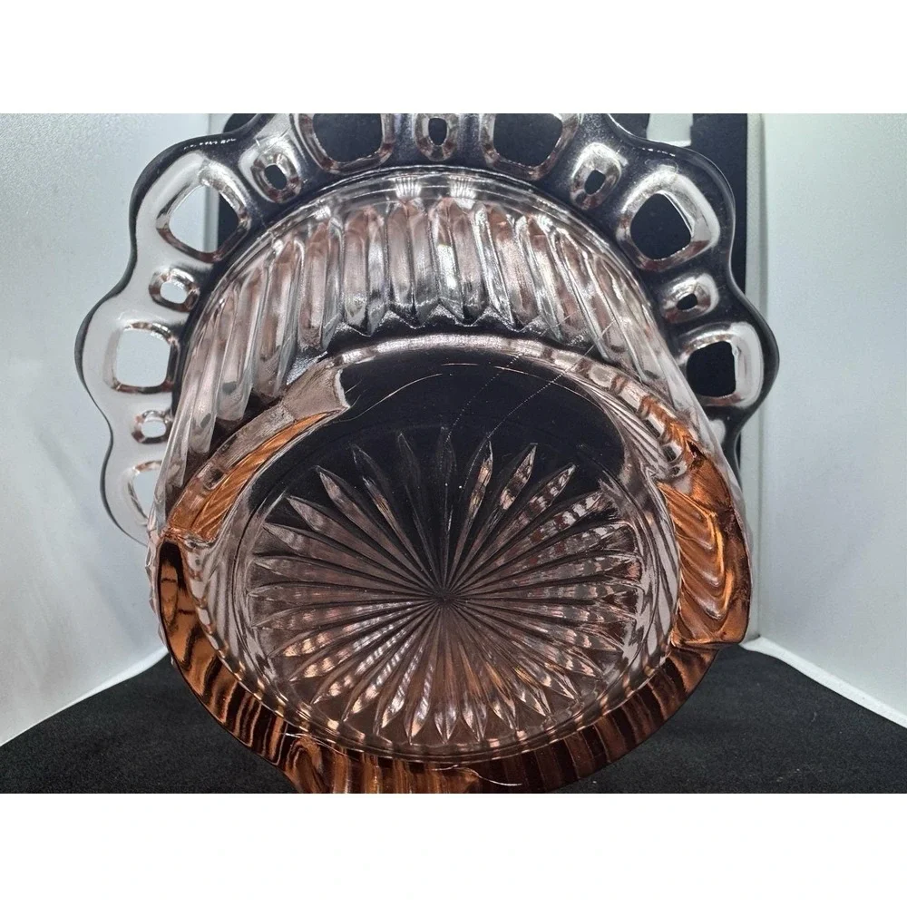 PINK DEPRESSION GLASS Bowl Open Lace Edge / Old Colony VTG 1930's